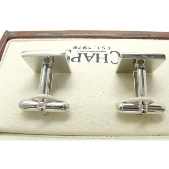 Chaps Cufflinks Silver Tone Square Wedding Tux - Picture 4 of 16